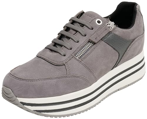 Geox D KENCY A Sneaker, DK Stone/Gun, 41 EU von Geox