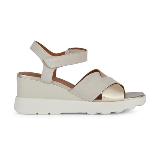 Geox D SPHERICA EC6 C Wedge Sandal, LT Sand/LT Gold, 38 EU von Geox