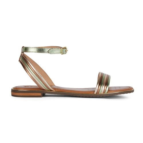 Geox D Sozy Plus F Flat Sandal, SAGE/LT Gold, 41 EU von Geox