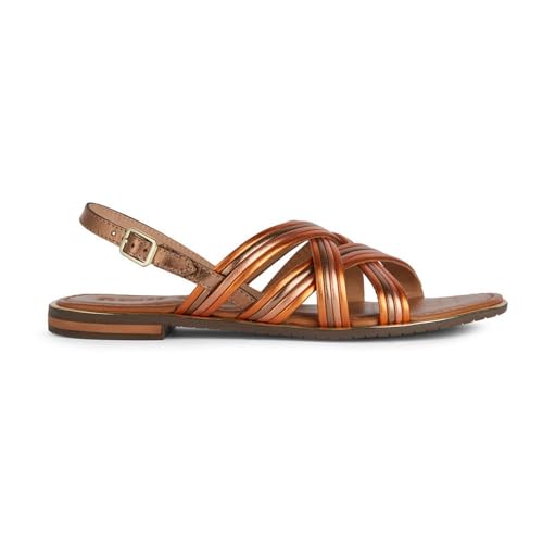 Geox D Sozy Plus G Flat Sandal, LT Bronze/ORANGE, 37.5 EU von Geox