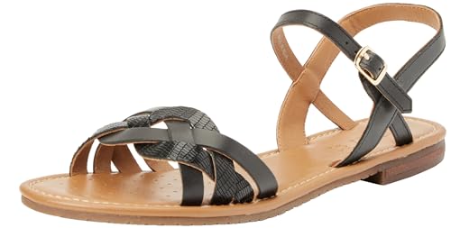 Geox D Sozy S B Flat Sandal, Black, 35 EU von Geox