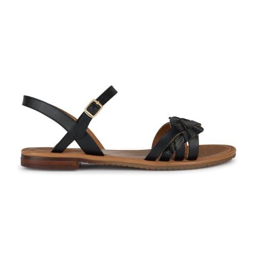 Geox D Sozy S B Flat Sandal, Black, 35 EU von Geox