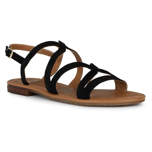 Geox D Sozy S Y Flat Sandal, Black, 40 EU von Geox