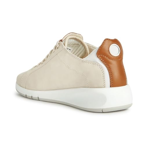 Geox D AERANTIS Sneaker, Off White/Camel, 39 EU von Geox