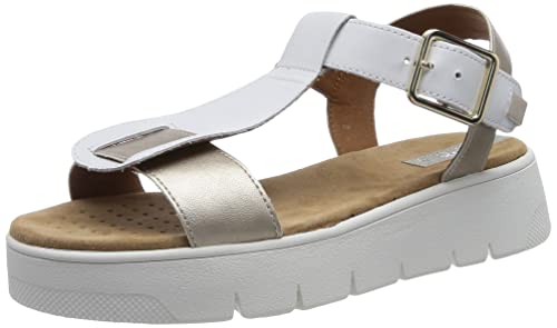 Geox Damen D DANDRA 40 Sandal, White/LT Gold, 38 EU von Geox