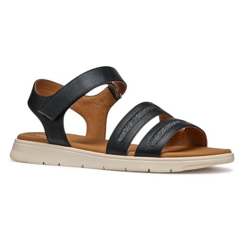 Geox Damen D DANDRA E Flat Sandal, Black, 40 EU von Geox
