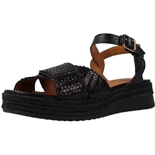 Geox D EOLIE Espadrille Wedge Sandal, Black, 35 EU von Geox