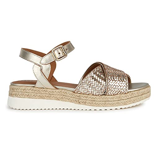 Geox D EOLIE Espadrille Wedge Sandal, LT Gold, 41 EU von Geox