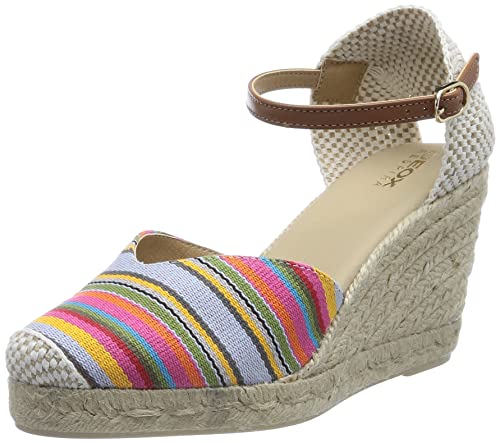 Geox D GELSA Espadrille Wedge Sandal, Multicolor/Camel, 39 EU von Geox