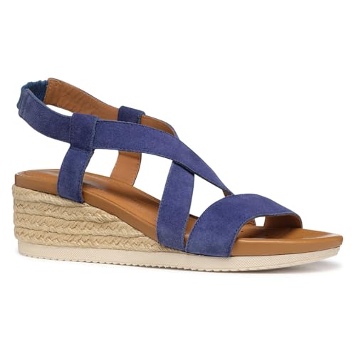 Geox Damen D ISCHIA CORDA A Wedge Sandal, Blue, 35 EU Geox Damen D ISCHIA CORDA A Wedge Sandal, Blue, 35 EU von Geox