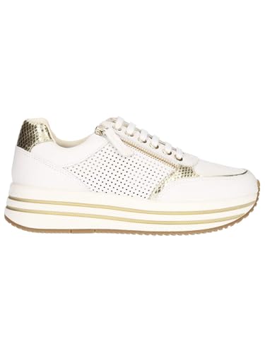 Geox Damen D KENCY E Sneaker, White/LT Gold, 38 EU Geox Damen D KENCY E Sneaker, White/LT Gold, 38 EU von Geox
