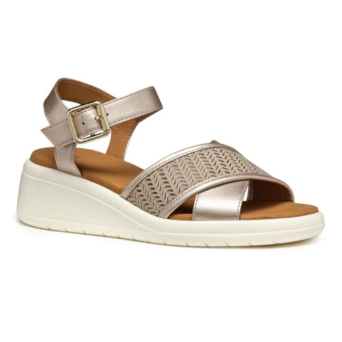 Geox Damen D MELICONIA G Wedge Sandal, Champagne/Skin, 41 EU von Geox
