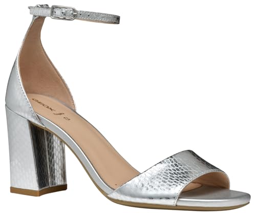 Geox Damen D New ERAKLIA 80 A Heeled Sandal, Silver, 38.5 EU Geox Damen D New ERAKLIA 80 A Heeled Sandal, Silver, 38.5 EU von Geox