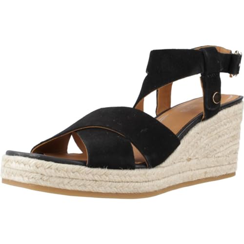 Geox Damen D PANAREA Espadrille Wedge Sandal, Black, 38 EU von Geox