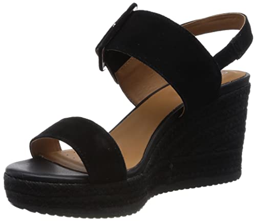 Geox D Ponza Espadrille Wedge Sandal, Black, 37.5 EU von Geox