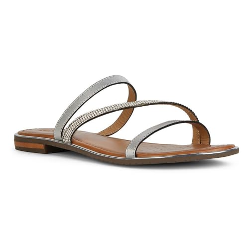 Geox Damen D Sozy Plus A Flat Sandal, Silver, 37 EU Geox Damen D Sozy Plus A Flat Sandal, Silver, 37 EU von Geox