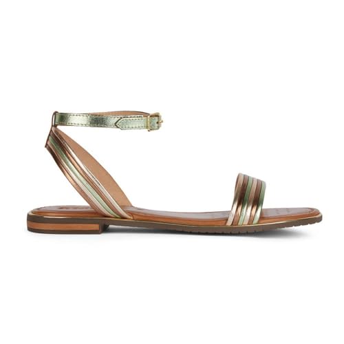 Geox Damen D Sozy Plus F Flat Sandal, SAGE/LT Gold, 40 EU Geox Damen D Sozy Plus F Flat Sandal, SAGE/LT Gold, 40 EU von Geox