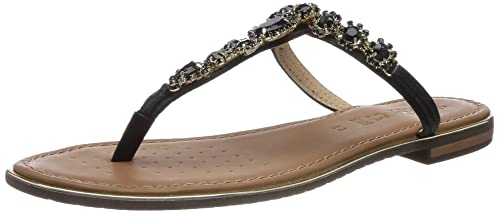 Geox D Sozy Plus Flat Sandal, Black, 41 EU von Geox