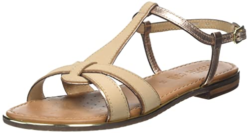 Geox Damen D Sozy Plus Flat Sandal, Desert/LT Gold, 37.5 EU von Geox