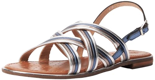 Geox Damen D Sozy Plus G Flat Sandal, Navy/Silver, 39 EU von Geox