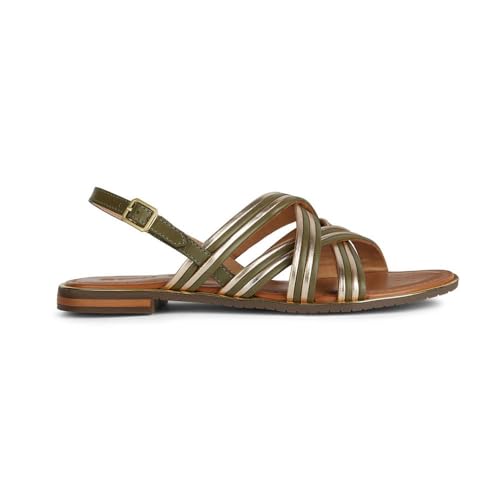 Geox Damen D Sozy Plus G Flat Sandal, SAGE/LT Gold, 36.5 EU Geox Damen D Sozy Plus G Flat Sandal, SAGE/LT Gold, 36.5 EU von Geox