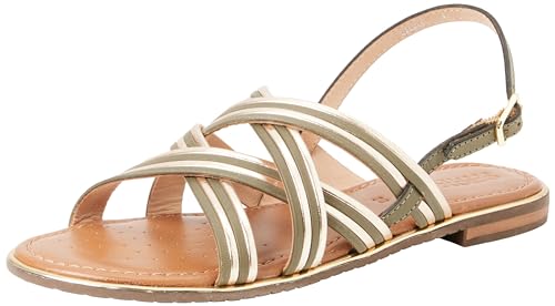 Geox Damen D Sozy Plus G Flat Sandal, SAGE/LT Gold, 38.5 EU von Geox