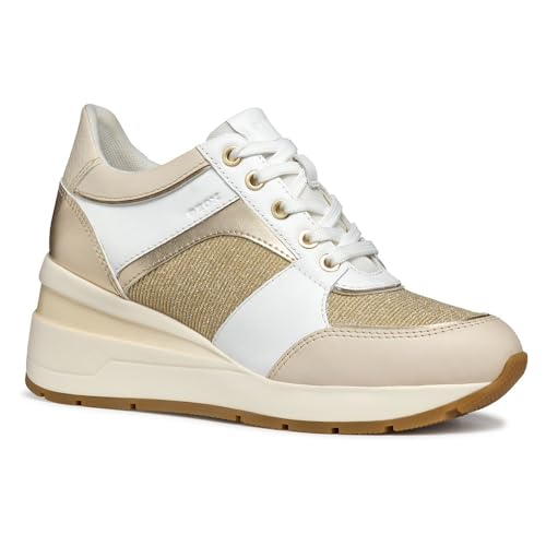 Geox Damen D ZOSMA A Sneaker, White/Lt Gold, 37 EU Geox Damen D ZOSMA A Sneaker, White/Lt Gold, 37 EU von Geox