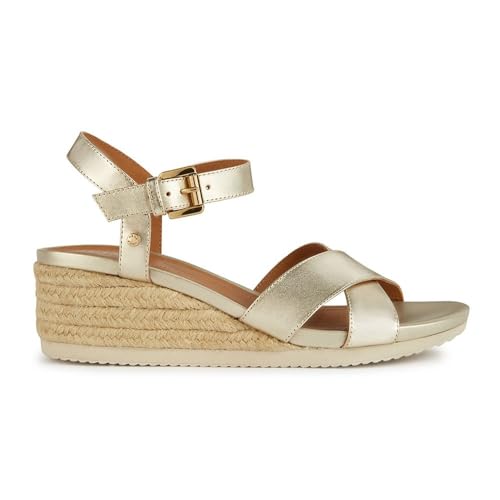 Geox Damen Ischia Corda C Wedge Sandal, Lt Gold, 38 EU von Geox
