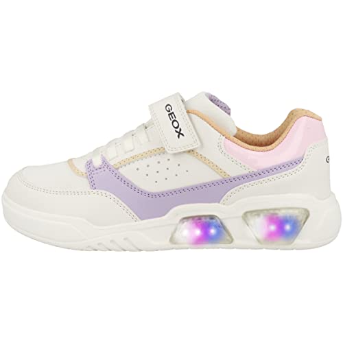 Geox Damen J ILLUMINUS Girl Sneaker, Milk/LT Rose, 37 EU von Geox