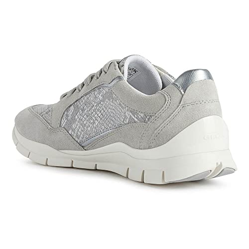 Geox Damen Low-Top Sneaker Sukie, Frauen Halbschuhe,lose Einlage,Laufschuhe,schnürschuhe,schnürer,Women's,Woman,Lady,Grau (LT Grey/Silver),40 EU von Geox