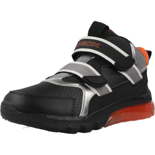 Geox Herren J CIBERDRON Boy Sneaker, Black/ORANGE, 37 EU von Geox