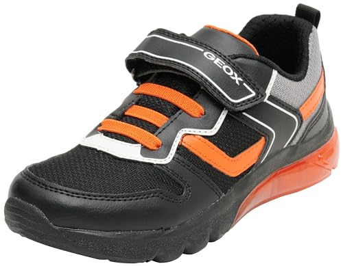 Geox Herren J CIBERDRON Boy Sneaker, Black/ORANGE, 37 EU von Geox