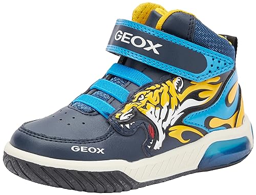 Geox Herren J INEK Boy Sneaker, Navy/Yellow, 37 EU von Geox