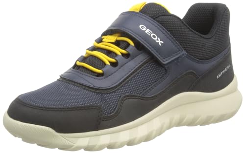 Geox Herren J SIMBYOS Boy B ABX Sneaker, Navy/Yellow, 37 EU von Geox