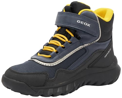 Geox Herren J SIMBYOS Boy B ABX Sneaker, Navy/Yellow, 37 EU von Geox