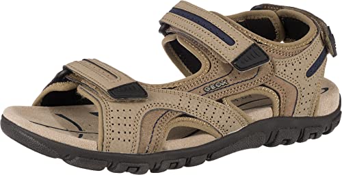 Geox Herren U Sandal Strada D Riemchensandalen, Beige Sand Navy, 47 EU von Geox