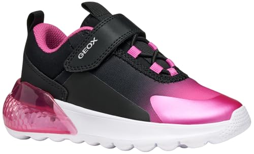 Geox J ACTIVART ILLUMINUS Sneaker, Black/Fuchsia, 26 EU von Geox