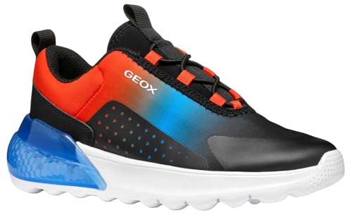 Geox J ACTIVART ILLUMINUS Sneaker, Black/Lt Red, 26 EU von Geox