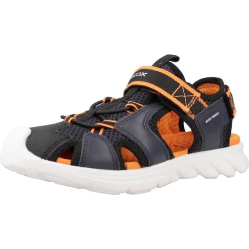 Geox J AIRADYUM BO Sandal, Navy/ORANGE, 33 EU von Geox