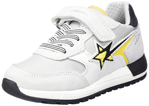 Geox J ALBEN Boy Sneaker, White/Yellow, 33 EU von Geox