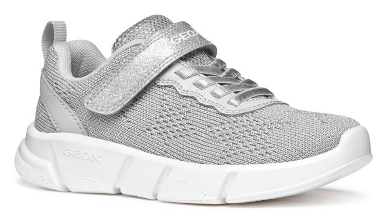 Geox J ARIL GIRL Sneaker, Knitwear Sneaker, Klettschuh mit glitzerndem Klettriegel von Geox