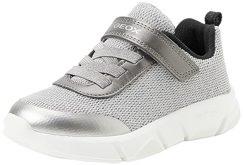 Geox J ARIL Girl D Sneaker, DK Silver/Black, 36 EU von Geox