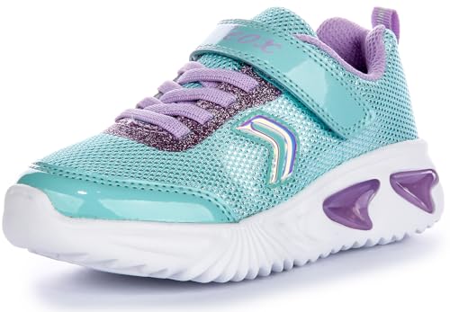 Geox J Assister Girl A Sneaker, Aqua/Lilac, 36 EU von Geox