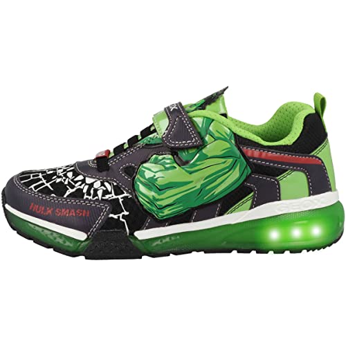 Geox J BAYONYC Boy Sneaker, Black/Green, 33 EU von Geox