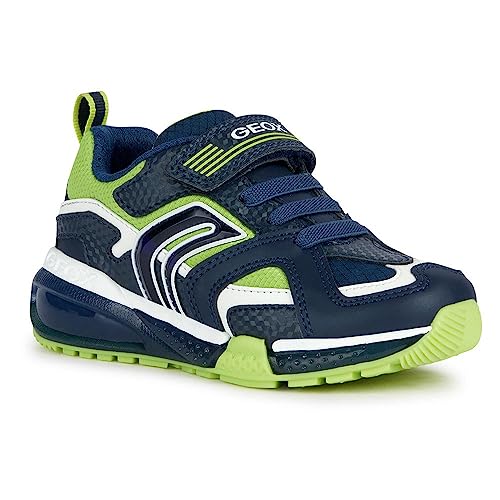 Geox J BAYONYC Boy Sneaker, Navy/Lime, 33 EU von Geox