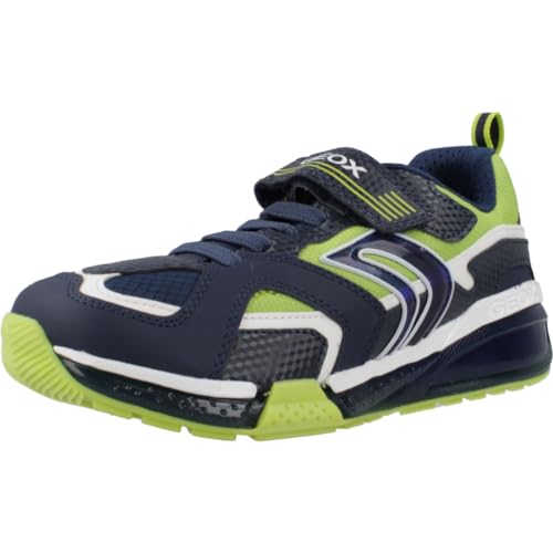 Geox J BAYONYC Boy Sneaker, Navy/Lime, 35 EU von Geox