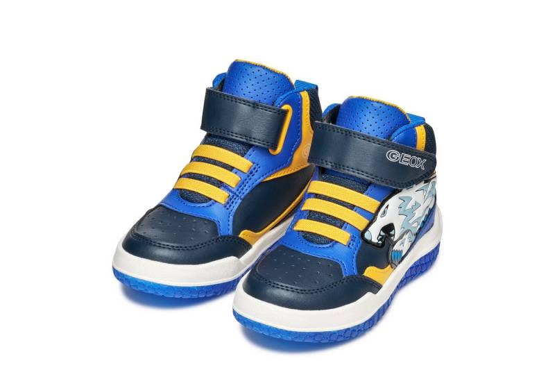 Geox J BUZZERLIGHT BOY Blinkschuh Sneaker Schnürboots mit cooler Blinkfunktion, Größenschablone zum Download von Geox