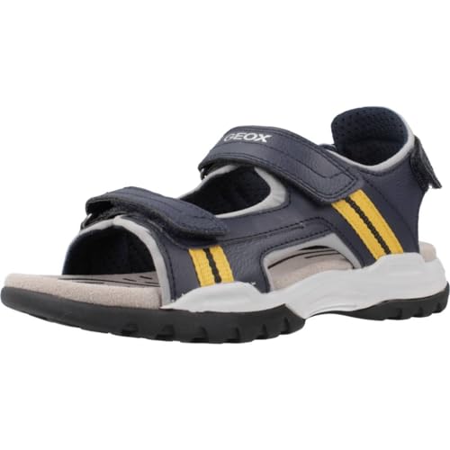 Geox J Borealis Boy A Sandal, Navy/OCHREYELLOW, 39 EU von Geox