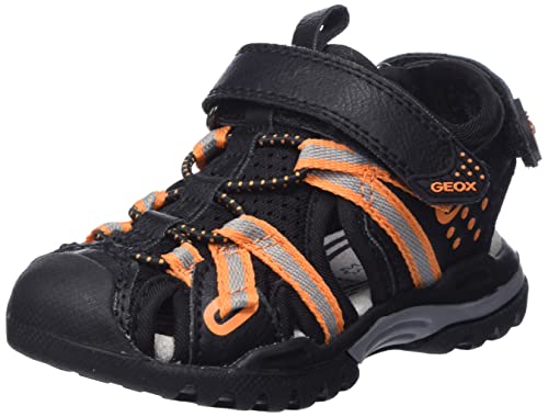 Geox J Borealis Boy Sandal, Black/ORANGE von Geox