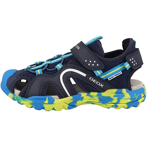 Geox J Borealis Boy Sandal, Navy/Lime, 32 EU von Geox